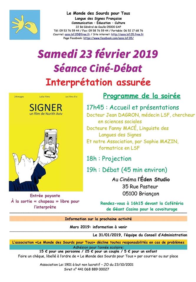 Projection du film "Signer"