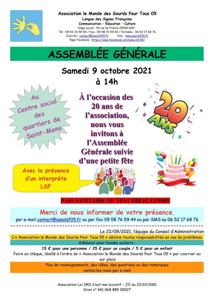 Affiche Assemblé Générale 2021