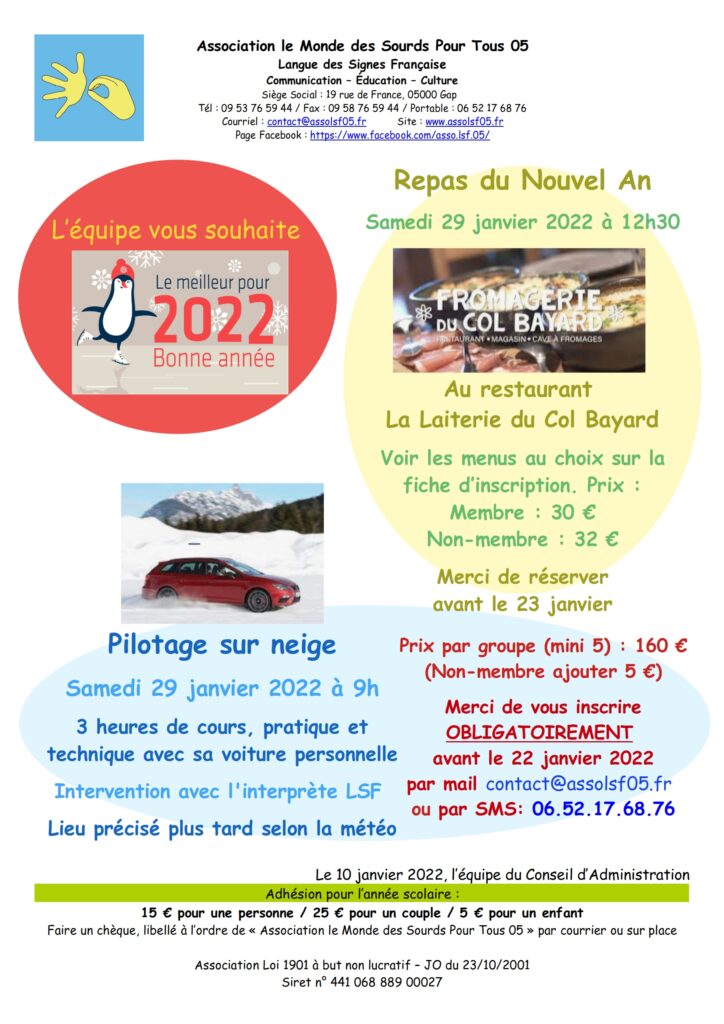 Pilotage sur la neige et Repas du Nouvel An 2022