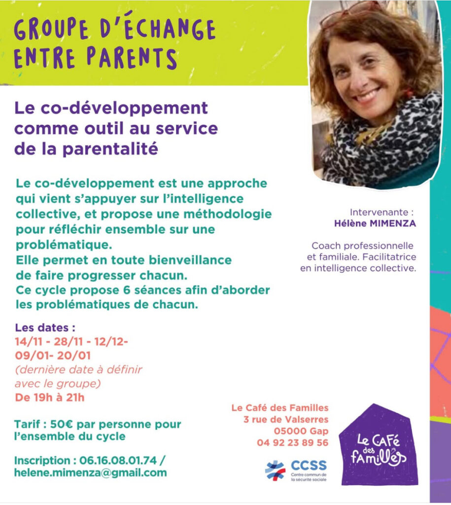 Affiche co-développement au service de la parentalité au Café des familles.
3 évènements en janvier 2026.