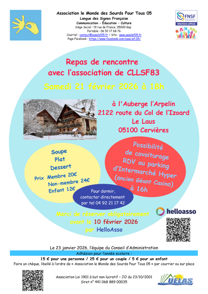 Affiche Restaurant février 2026 avec CLLSF83